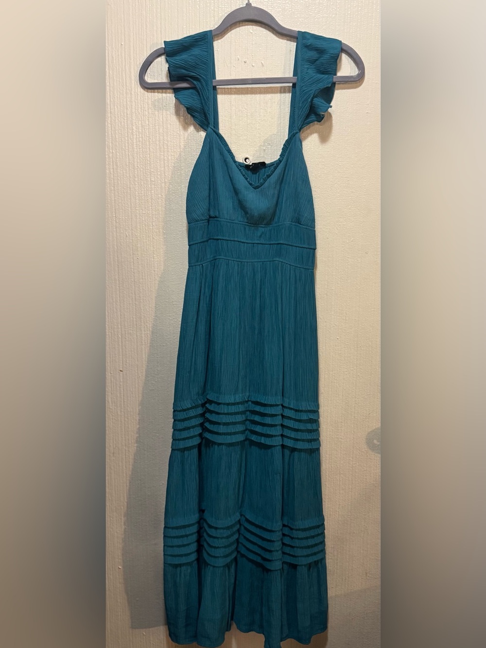 Teal Maxi Dress with Ruffle Straps